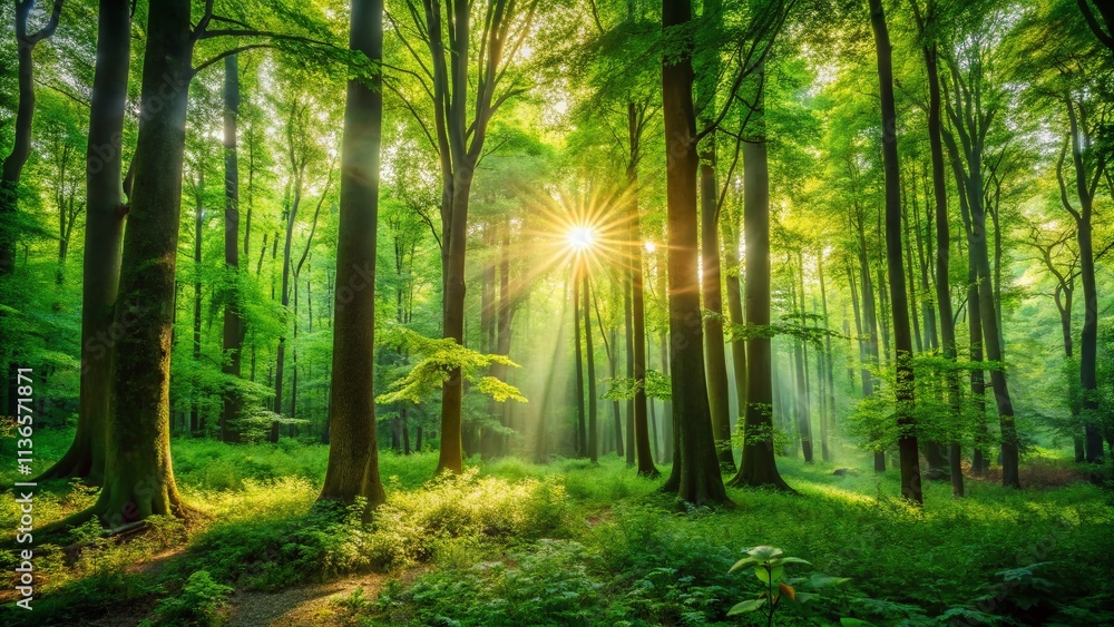 Minimalist Lush Green Forest Photography: Majestic Trees, Soft Background, Nature Wallpaper Minimalist Lush Green Forest Photography: Majestic Trees, Soft Background, Nature Wallpaper