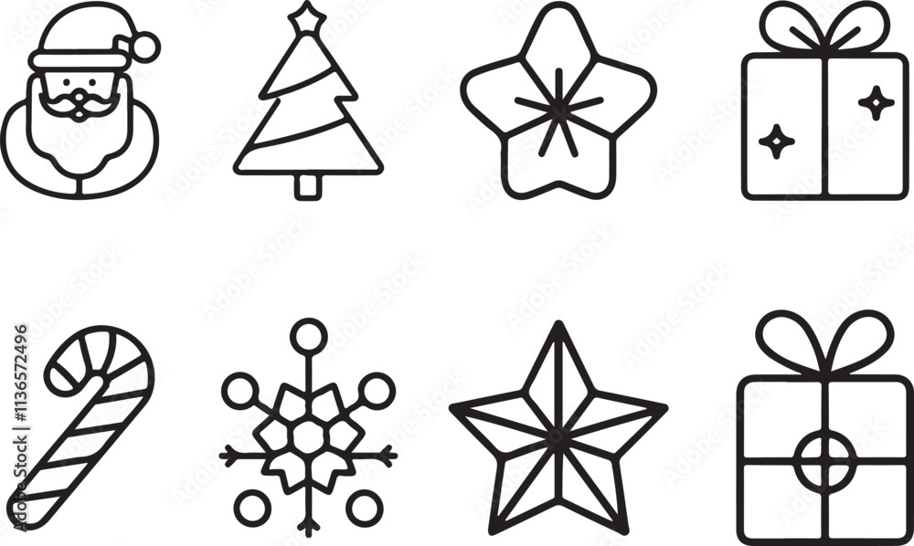 a set of mono vector symbols for the christmas a set of mono vector symbols for the christmas