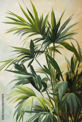 Lush Green Indoor Palm Plant with Vibrant Leaves Against a Soft Background