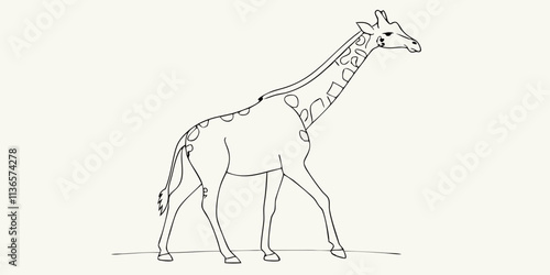 Vector Giraffe Line Art, isolated white background