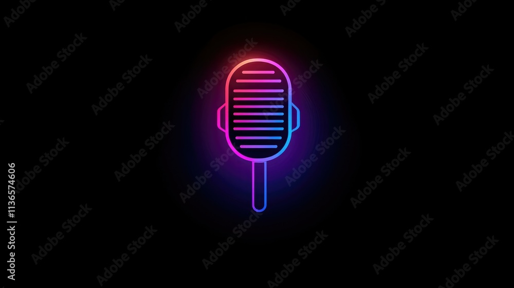 Modern, colorful podcast logo with microphone symbol and text space Modern, colorful podcast logo with microphone symbol and text space