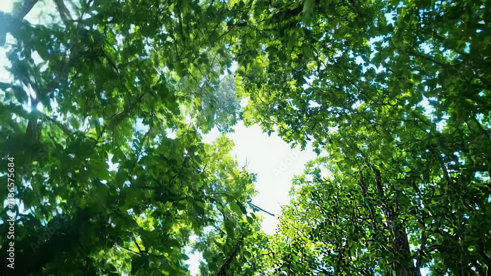 This 360-degree video reveals leafy canopy texture with dense greens and patterns This 360-degree video reveals leafy canopy texture with dense greens and patterns