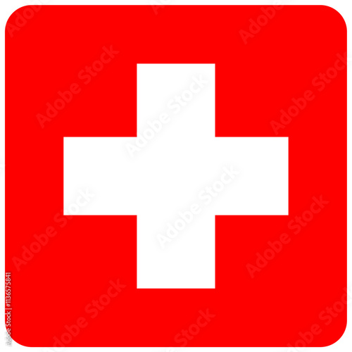 frist aid sign isolated on red background. vector ilustration. 