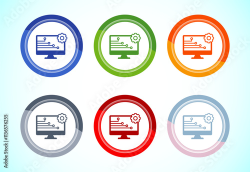 Information technology icon design illustration. Digital tech icon, Button Design Set