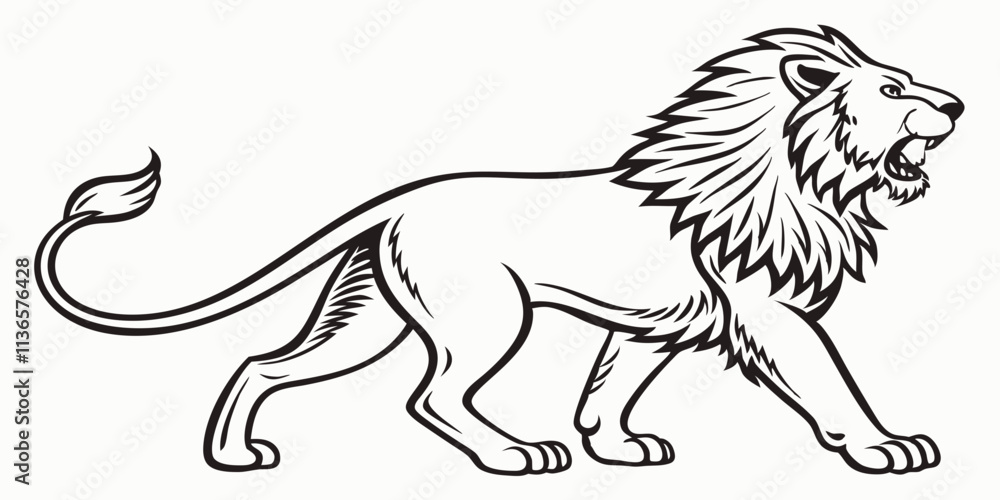 Vector Lion Line Art, isolated white background Vector Lion Line Art, isolated white background
