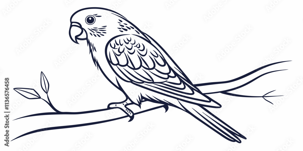 Fototapeta premium Vector Lovebird Line Art, isolated white background