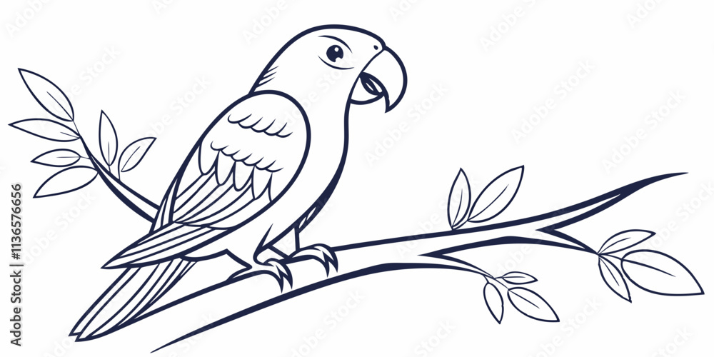 Obraz premium Vector Lovebird Line Art, isolated white background