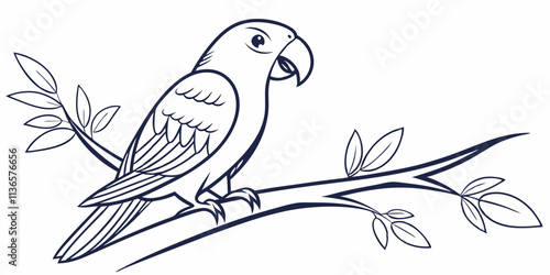 Vector Lovebird Line Art, isolated white background