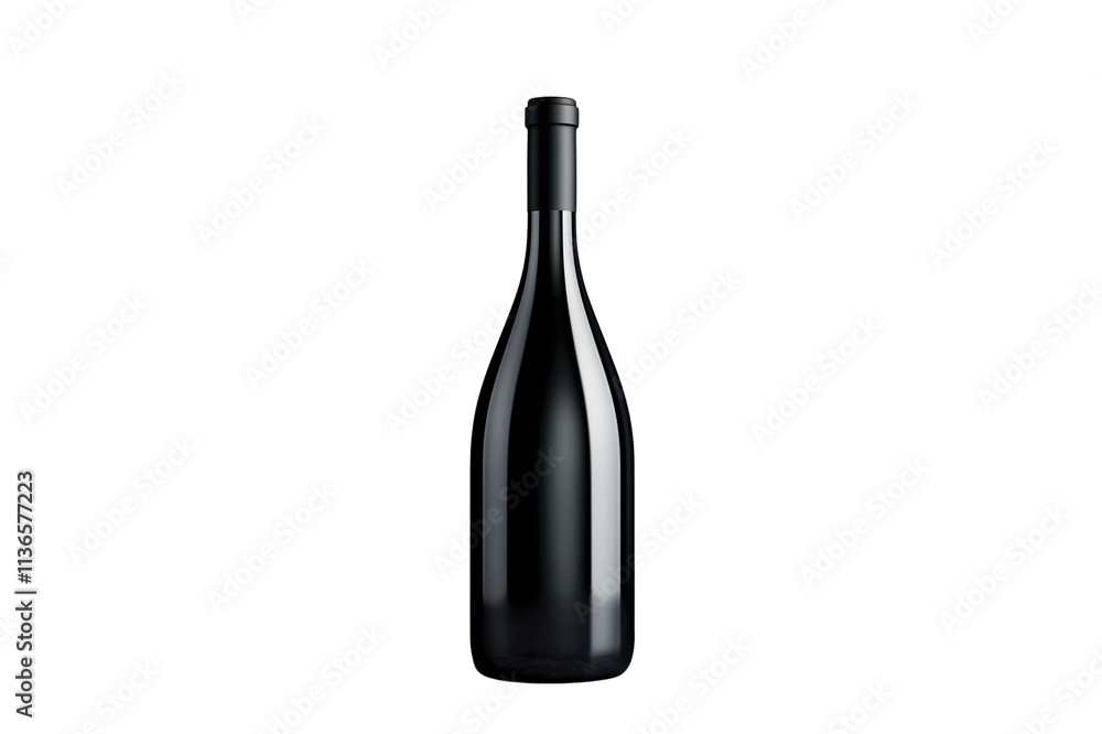 Black wine bottle on a clean white background, isolated, showcasing a minimalist, elegant design concept for packaging or branding. Ai generative. Black wine bottle on a clean white background, isolated, showcasing a minimalist, elegant design concept for packaging or branding. Ai generative.