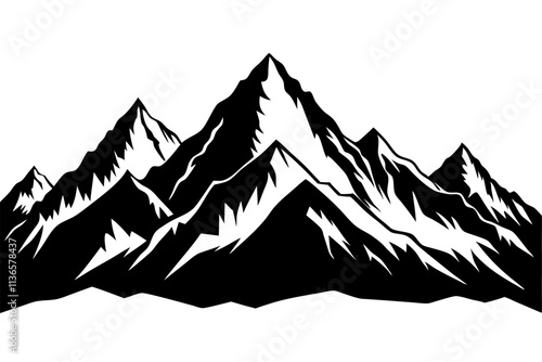 himalayan mountains vector   with white background 