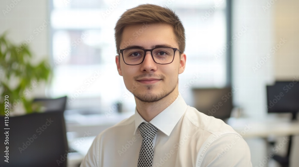 portrait of young businessman in office portrait of young businessman in office
