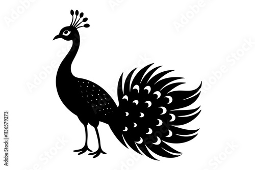 peacock  silhuette vector art illustration  on white background