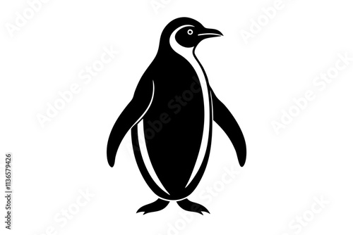 penguin	vector silhuette illustration  art vector on white background 