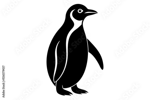 penguin	vector silhuette illustration  art vector on white background 