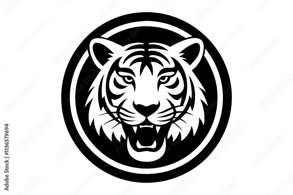 Obraz premium Tiger Head Circle Mascot Logo art vector