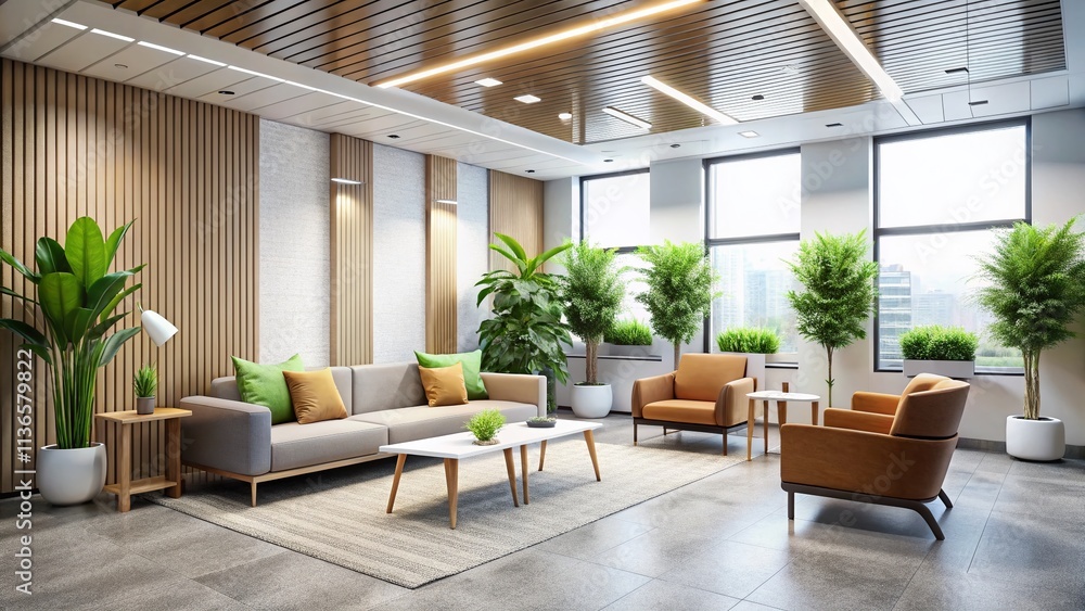 Modern Minimalist Office Waiting Room Design: Comfortable Seating & Calm Ambience Modern Minimalist Office Waiting Room Design: Comfortable Seating & Calm Ambience