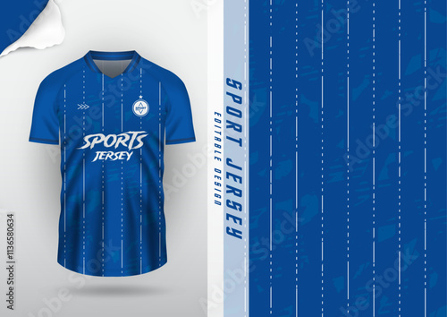 Jersey design, jersey football, soccer futsal, running badminton, tennis, exercise, rugby, blue grunge pattern