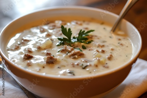 Creamy Sausage Potato Soup in a Bowl