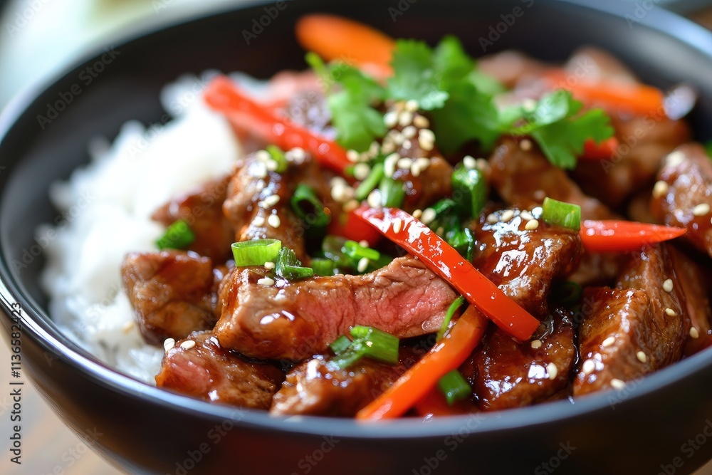 Delicious Beef Stir Fry Served Over Rice Delicious Beef Stir Fry Served Over Rice