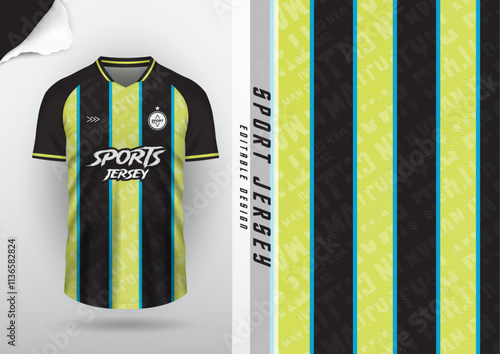 Jersey design, jersey football, soccer futsal, running badminton, tennis, exercise, rugby, stripes lemon green black