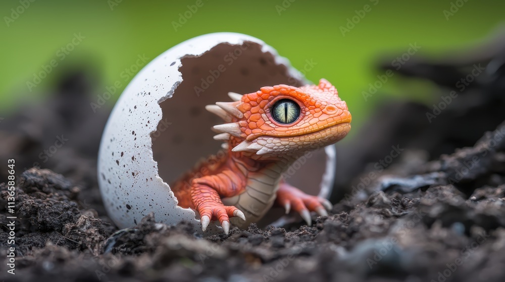 Dragon Egg and Hatchlings A tiny dragon hatchling emerging from its cracked egg, its scales still wet and its eyes full of wonder as it takes its first look at the world. Dragon Egg and Hatchlings A tiny dragon hatchling emerging from its cracked egg, its scales still wet and its eyes full of wonder as it takes its first look at the world.