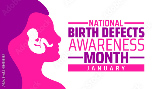 National Birth Defects Awareness Month background, banner or poster design template. observed every year in January. Holiday concept. Use to any Template, card, poster, placard, template.