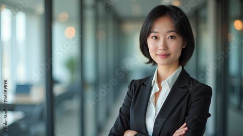 Wallpaper Mural Portrait of a professional woman in a suit standing in a modern office. Mature business woman looking at the camera in a workplace meeting area. Torontodigital.ca
