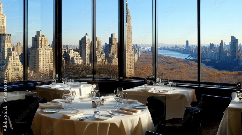 Fototapeta premium nyc restaurant with stunning central park view