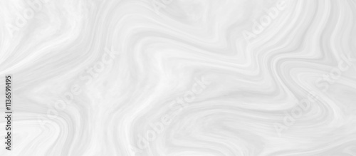 White and grey liquid marble pattern texture natural background. Liquify Swirl white and gray color art. Beautiful drawing with the divorces and wavy lines in gray tones.	