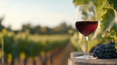 Wallpaper Mural Sipping on a glass of red wine at a vineyard terrace, gazing at rows of grapevines, feeling luxurious and peaceful. Torontodigital.ca