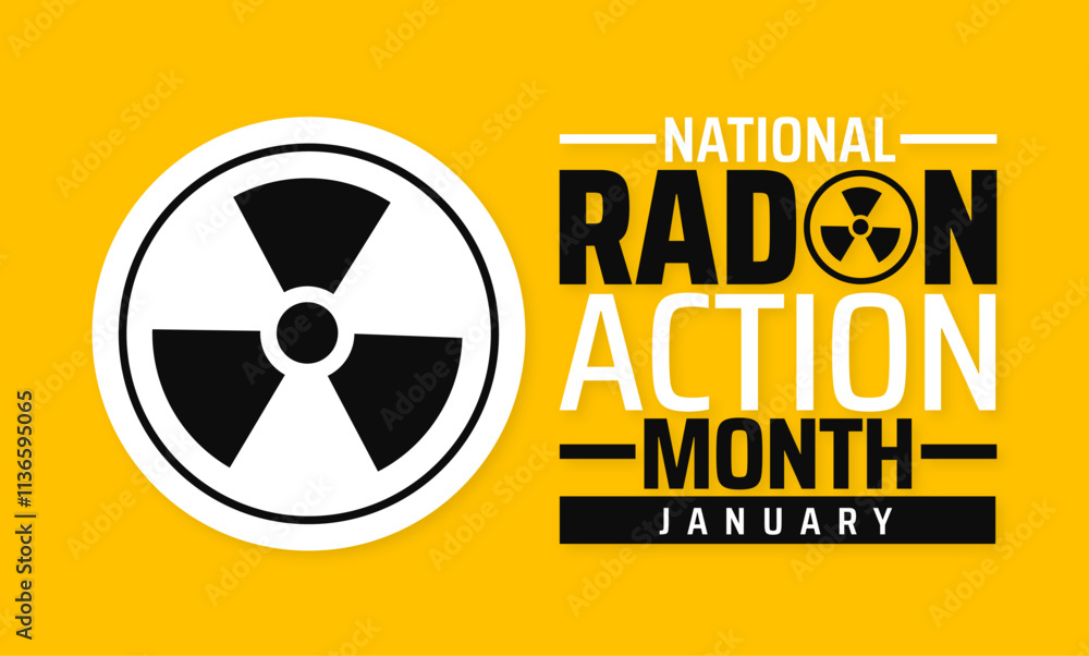Obraz premium National Radon Action Month background, banner or poster design template. observed every year in January. Holiday concept. Use to any Template, card, poster, placard, template.