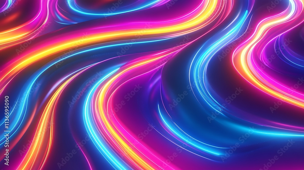 Bold rainbow swirls with glowing edges and soft light accents Bold rainbow swirls with glowing edges and soft light accents