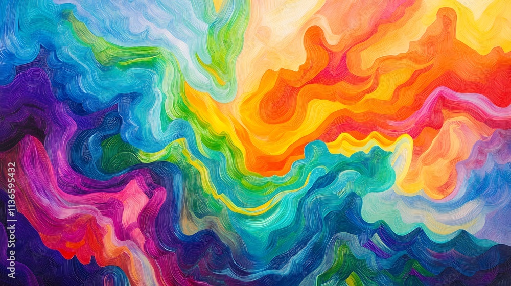 Vibrant rainbow-colored lines flowing in a fluid motion Vibrant rainbow-colored lines flowing in a fluid motion