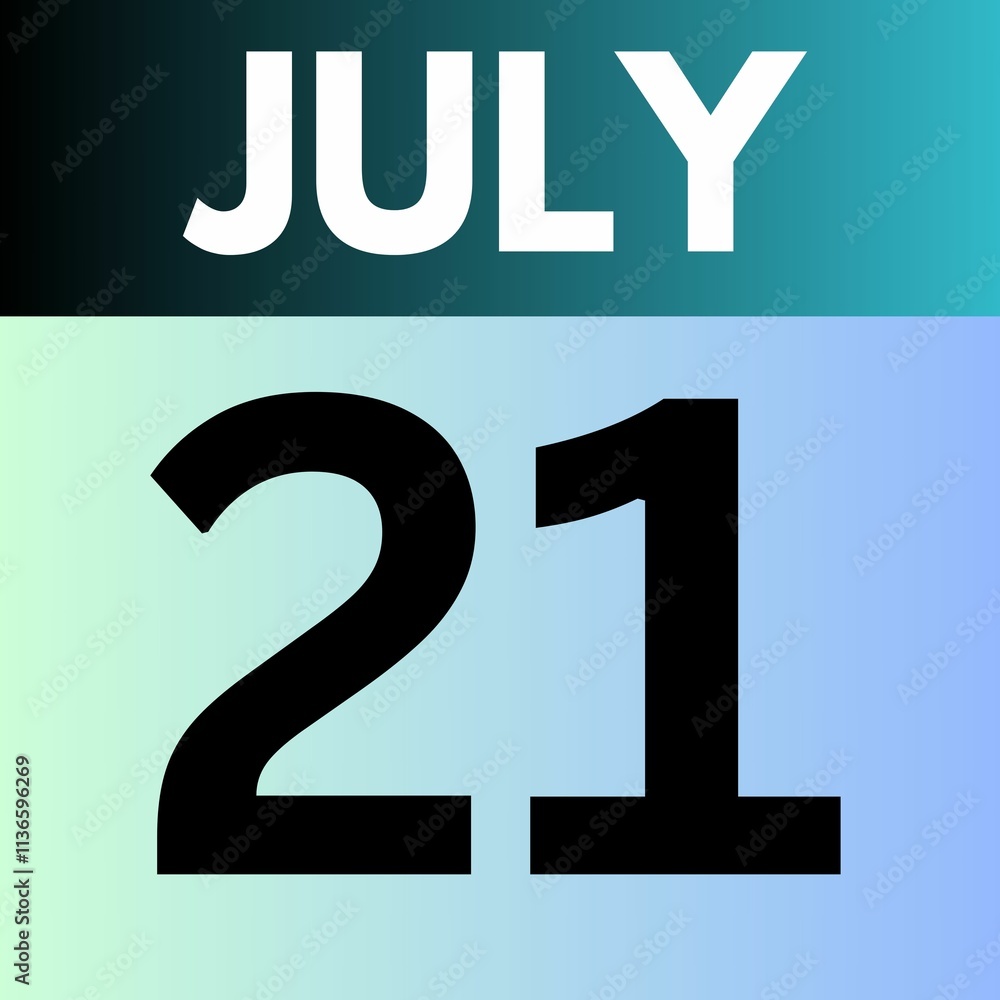 July 21 . gradient Style calendar .date ,day, month , the month of July July 21 . gradient Style calendar .date ,day, month , the month of July