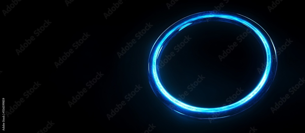 Abstract glowing blue ring with a light aura against a deep black background, creating a sleek and dynamic visual. Abstract glowing blue ring with a light aura against a deep black background, creating a sleek and dynamic visual.