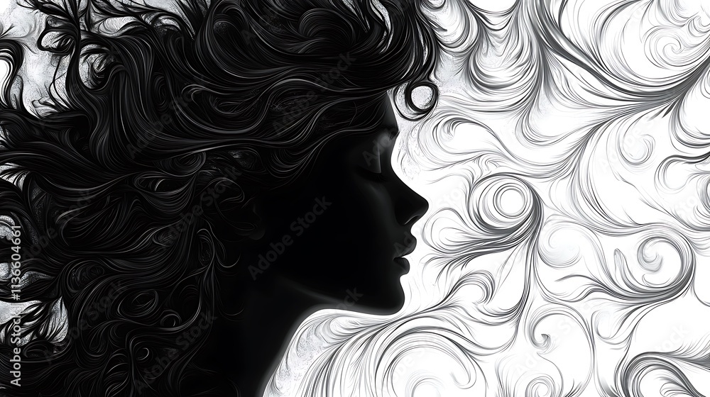 Artistic hair design creative studio digital illustration abstract Artistic hair design creative studio digital illustration abstract
