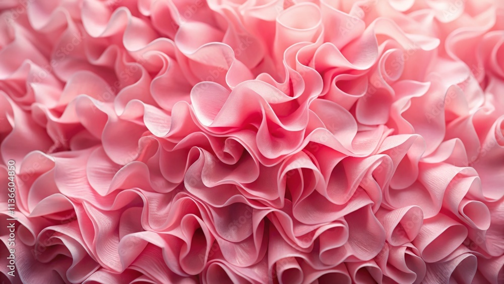 Obraz premium Pink Ruffle Background, Seamless Pattern, Cute Texture, Studio Backdrop, Aesthetic Wallpaper, Girly Design, Sweet Photography Prop