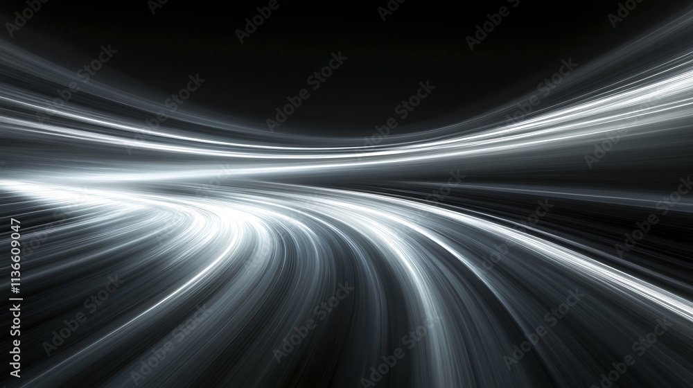 Radiant gray surface with glowing light trails flowing across Radiant gray surface with glowing light trails flowing across