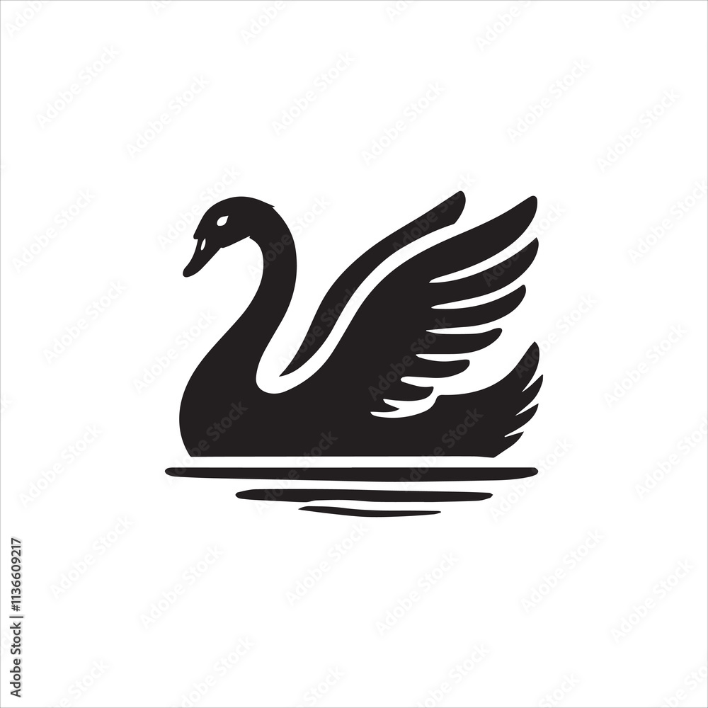 Fototapeta premium black swan with wings