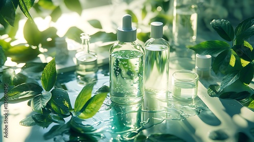 Natural skincare showcase serene botanical ingredients close-up