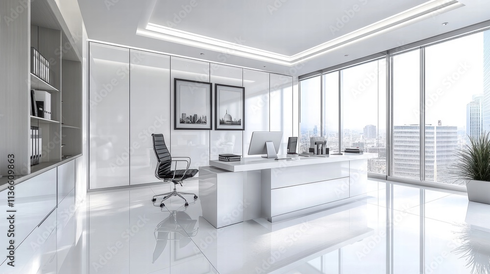 Fototapeta premium modern white office interior design
