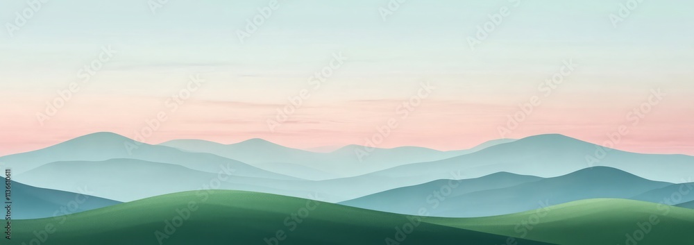 Serene Pastel Mountainscape: A Dreamy Landscape of Gentle Hills and a Soft Sky Serene Pastel Mountainscape: A Dreamy Landscape of Gentle Hills and a Soft Sky