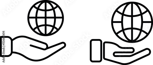 "Global Hand Icon Design for Connectivity and International Reach"