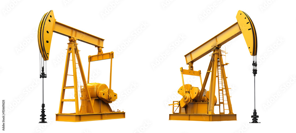 Oil Pump Jacks on Transparent Background Oil Pump Jacks on Transparent Background