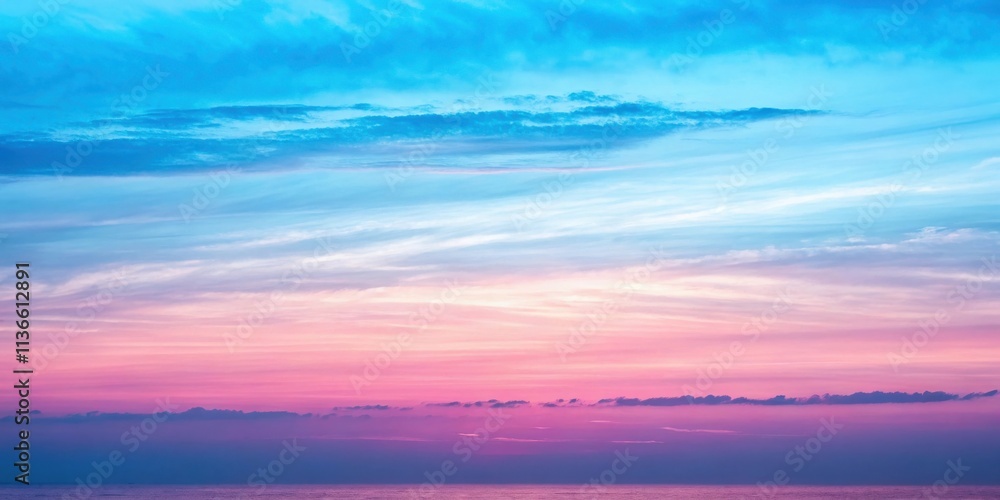 Fototapeta premium A Serene Panorama of Pastel Hues in the Sky at Twilight, Capturing the Tranquil Beauty of a Gentle Horizon