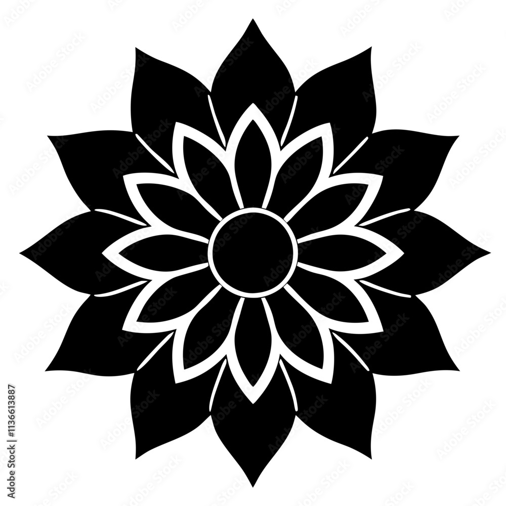 Lotus blossom Mandala silhouette vector art illustration Lotus blossom Mandala silhouette vector art illustration
