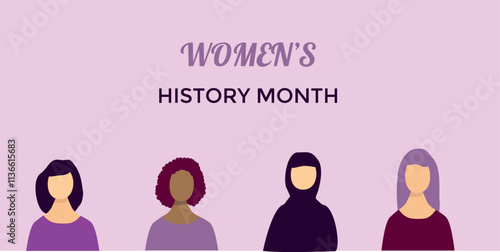 women's history month banner. Card for web design, print. Vector illustration