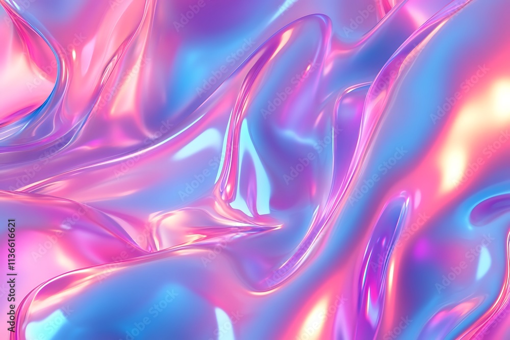 Abstract neon holographic background featuring fluid pink, blue, and purple textures with a shiny and realistic finish. Abstract neon holographic background featuring fluid pink, blue, and purple textures with a shiny and realistic finish.