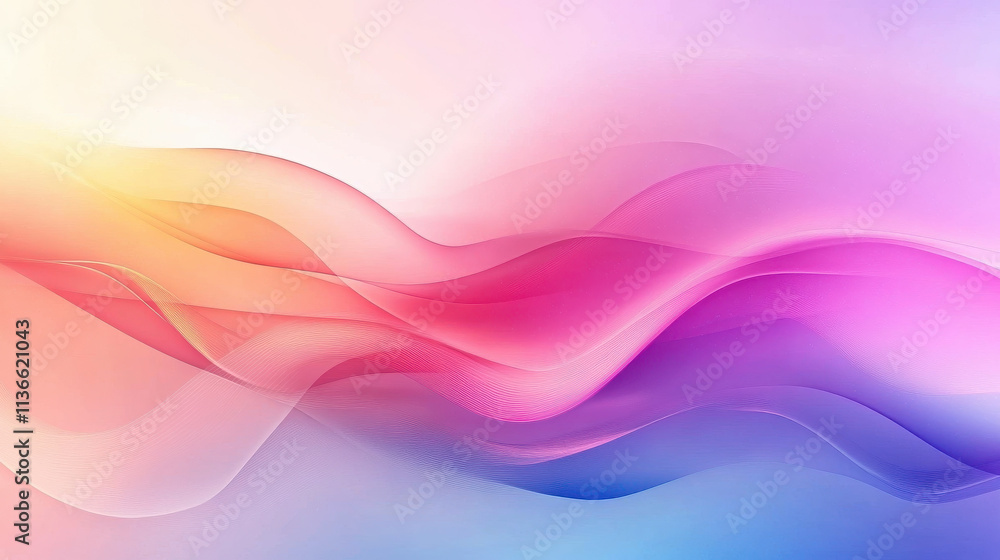 Fototapeta premium Abstract waves in soft pastel colors create a serene and calming visual effect.