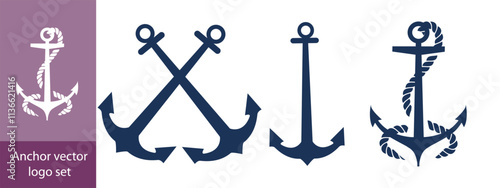 Anchor vector logo set. Anchor icon set